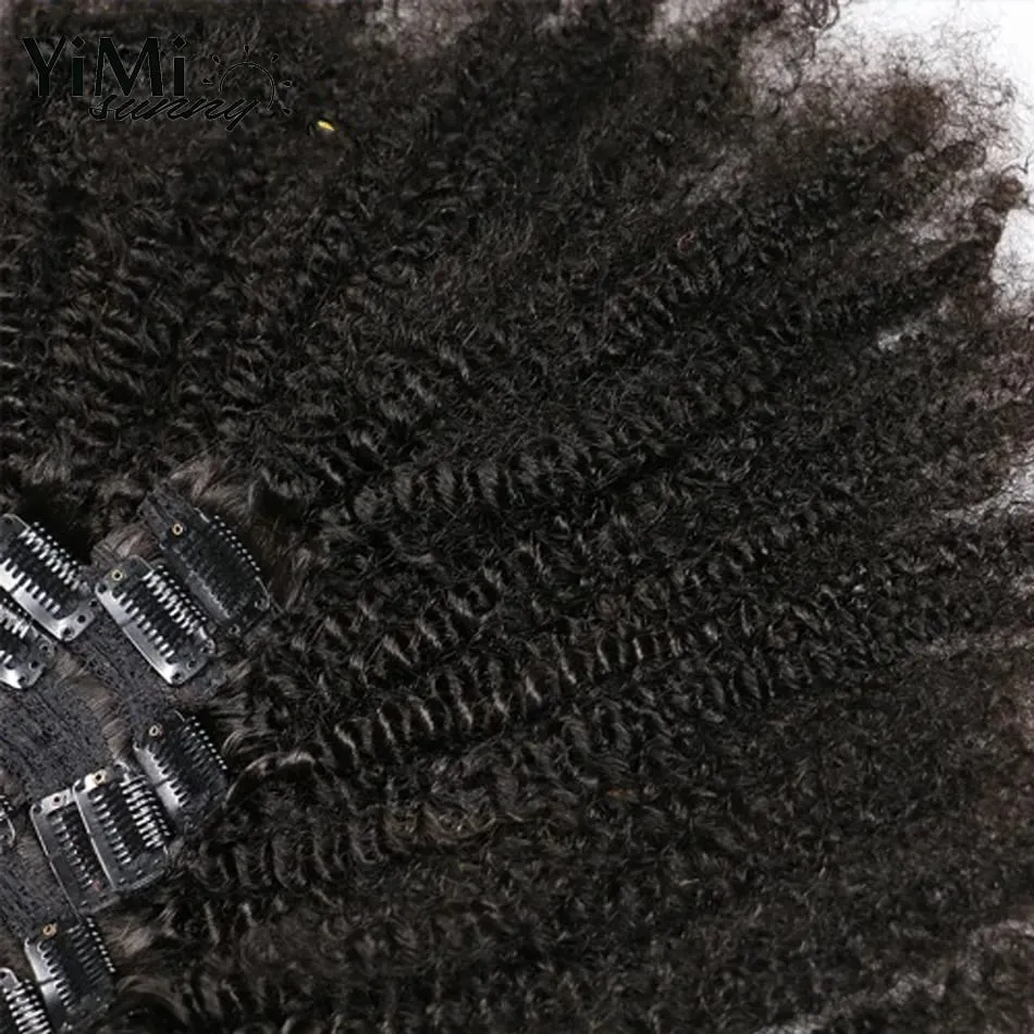 4B 4C Afro Kinky Curly Clip In Hair Extensions Mongolian Kinky Human Hair Clip Ins Extension 120G Full Head Add Volume and Long — image 4