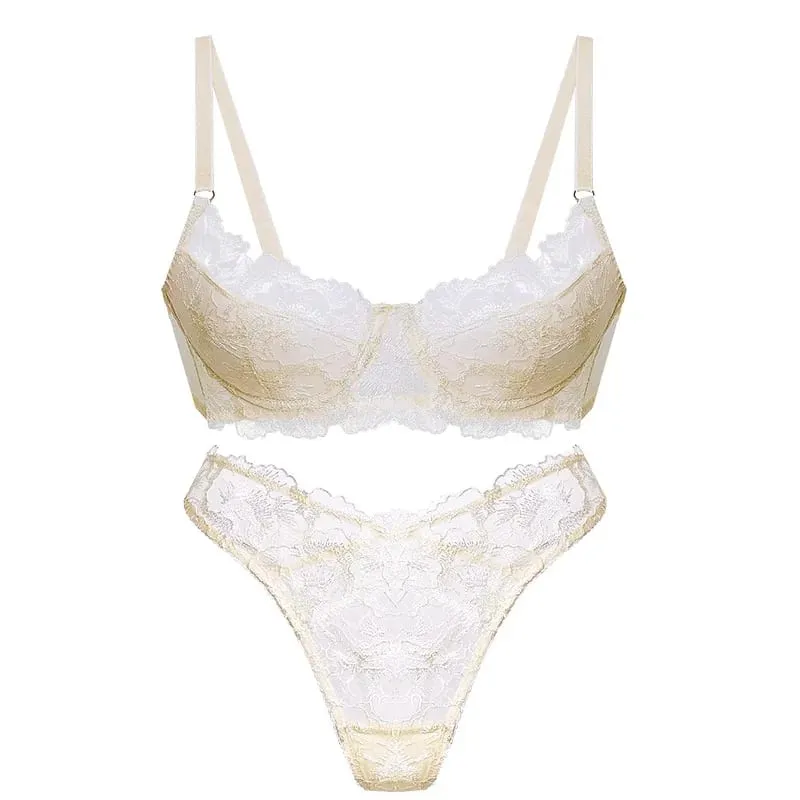 Sexy Embroidered Lace Lingerie Set for Women with Small Breasts Push-Up and Anti-Sagging Ultra-Thin Beautiful Back Bra Set — image 3