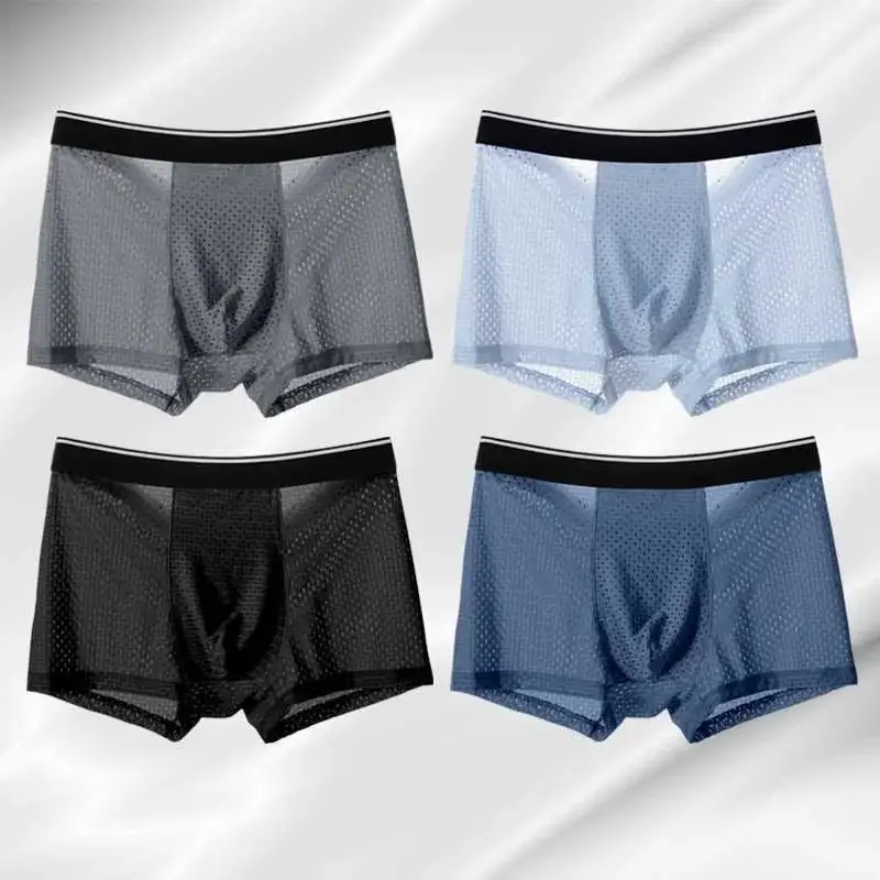 8Pcs/Lot Men's Underwear Ice Mesh Men's Shorts Sexy Underwear Breathable Soft Antibacterial Underwear for Men Plus Size L-6XL — image 5