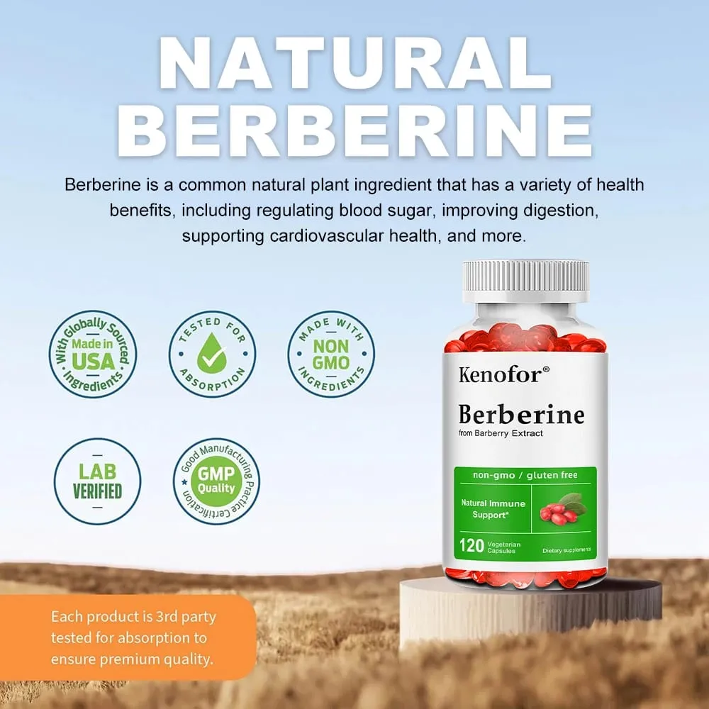 Premium Berberine Supplement Capsules - Supports Immune System Healthy Food Antioxidant NON-GMO — image 4