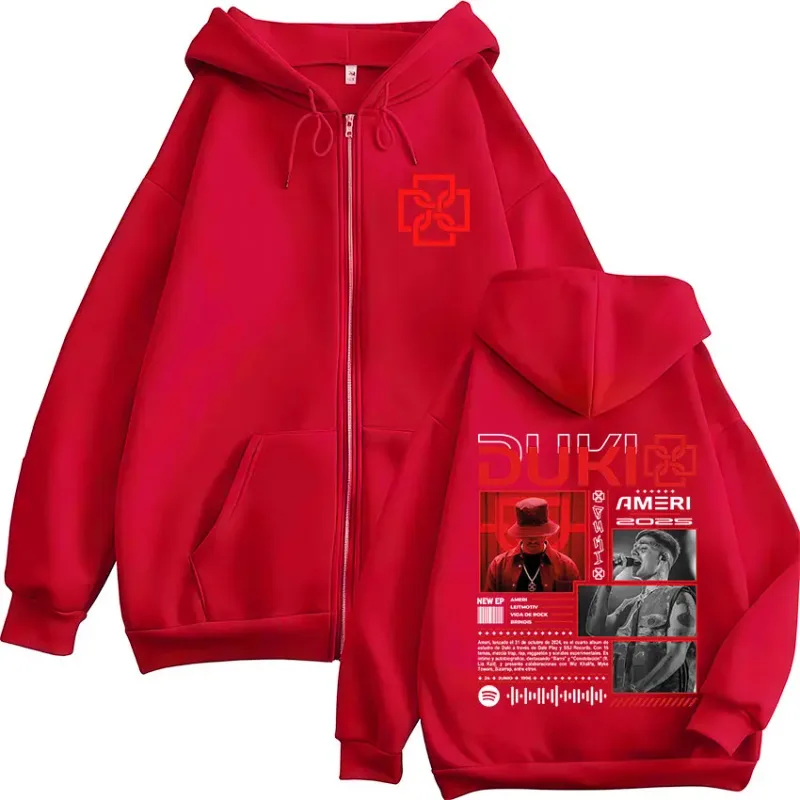 Rapper Duki Ameri World Tour 2025 Zipper Hoodies Men Women Clothing Fashion Hip Hop Zip Up Hooded Oversized Sweatshirts Jackets — image 5