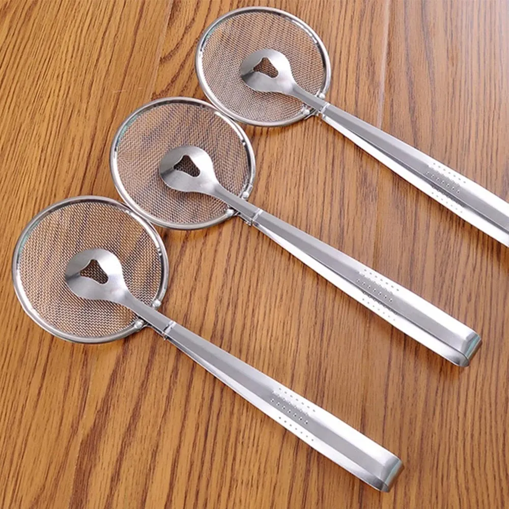 Stainless Steel Oil Frying Clamp Filter Fine Mesh Strainer With Clip Tongs for Oil-frying Food BBQ Kitchen Tools — image 5