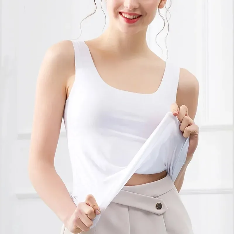 Tank Tops Summer Seamless Ice Silk Vest Women Wear Undershirt Underwear Female Students Korean-Style Slim Strap — image 3