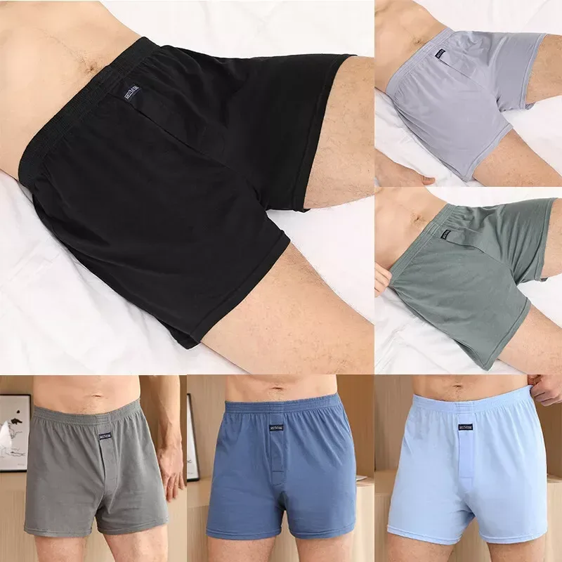 Boxer homme Pantie Lot sous-vêtement ample grand court coton grande taille sous-vêtements pour homme Boxer slip solide moyen homme Boxer — image 7