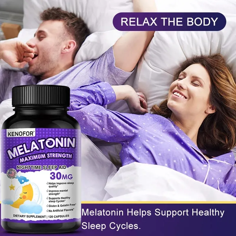 Melatonin Capsules 30mg - Promote Falling Asleep Quickly Calm The Mind Natural Sleep Aid Supplement — image 2