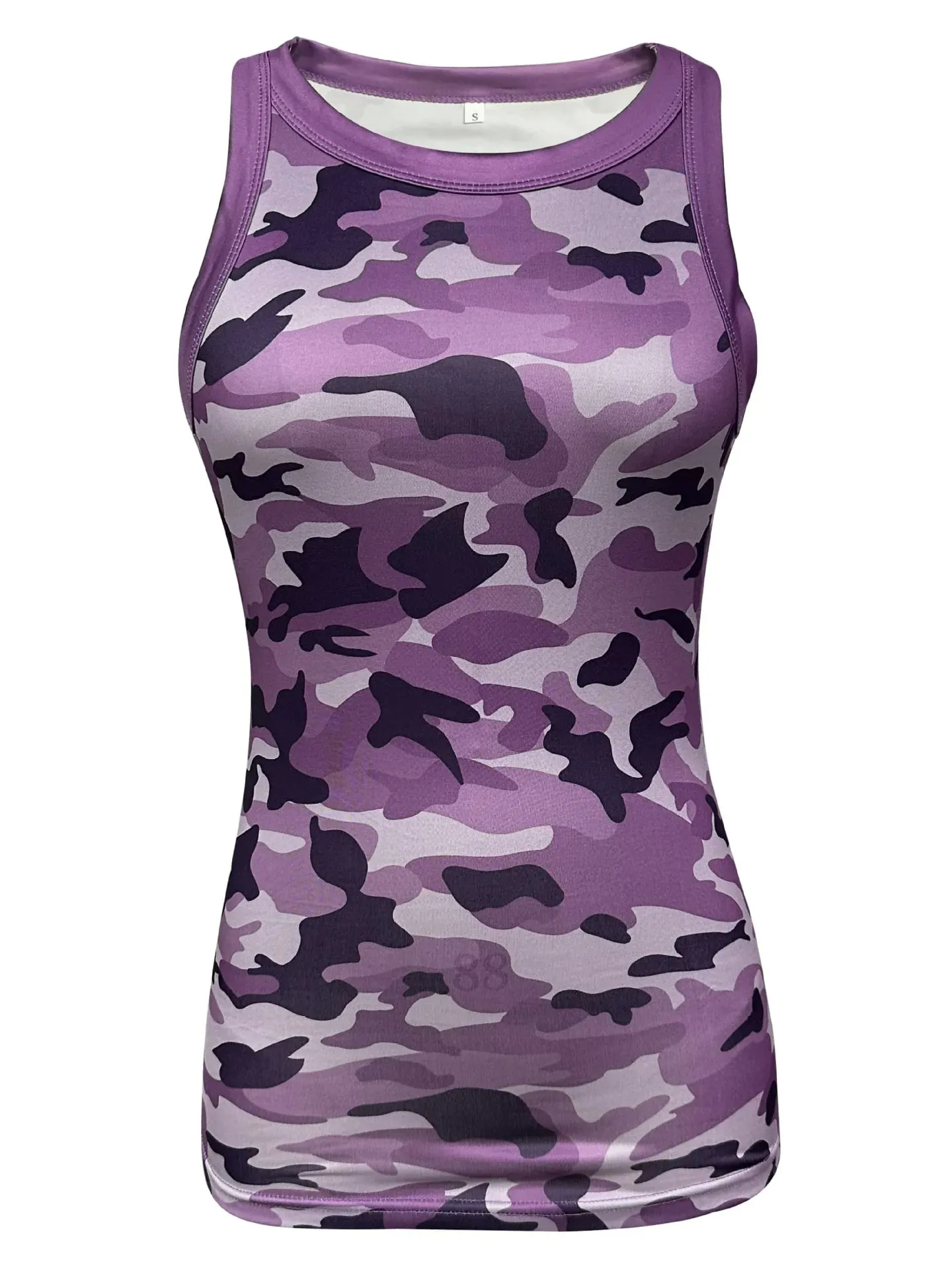 Women Casual Camo Round Neck Ribbed Tank Top Summer Basic Elastic Camisole Sexy Sleeveless Crew Neck Vest Women's Clothing — image 6