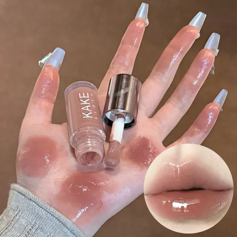 Mirror Liquid Lipstick Moisturizing Jelly Brown Water Light Lip Glaze Sexy Lip Gloss Long Lasting Nude Lip Tint Makeup Cosmetics