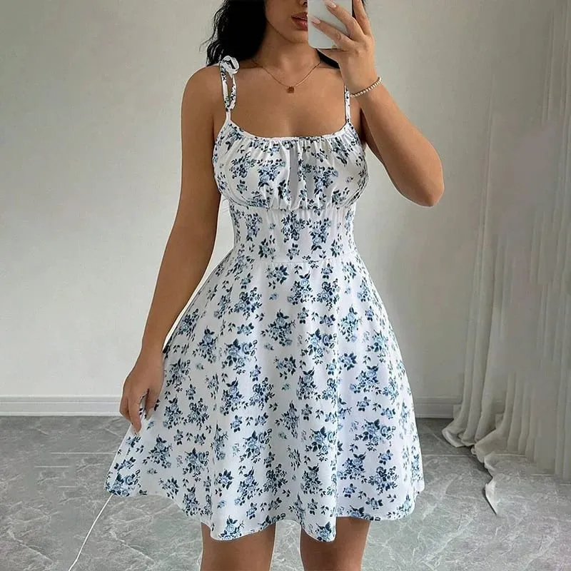 Women's Summer Floral Spaghetti Strap Beach Short Dress Womens Dresses Woman Clothing Woman Clothes Sundress New in Dress 2025