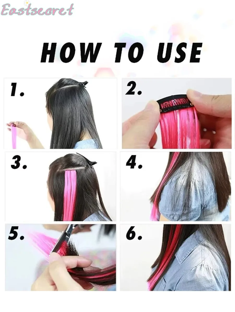 Long Straight Hair In Extensions Synthetic Clip In Hair Extensions for Women Halloween Christmas Party Cosplay Multiple Colors — image 6