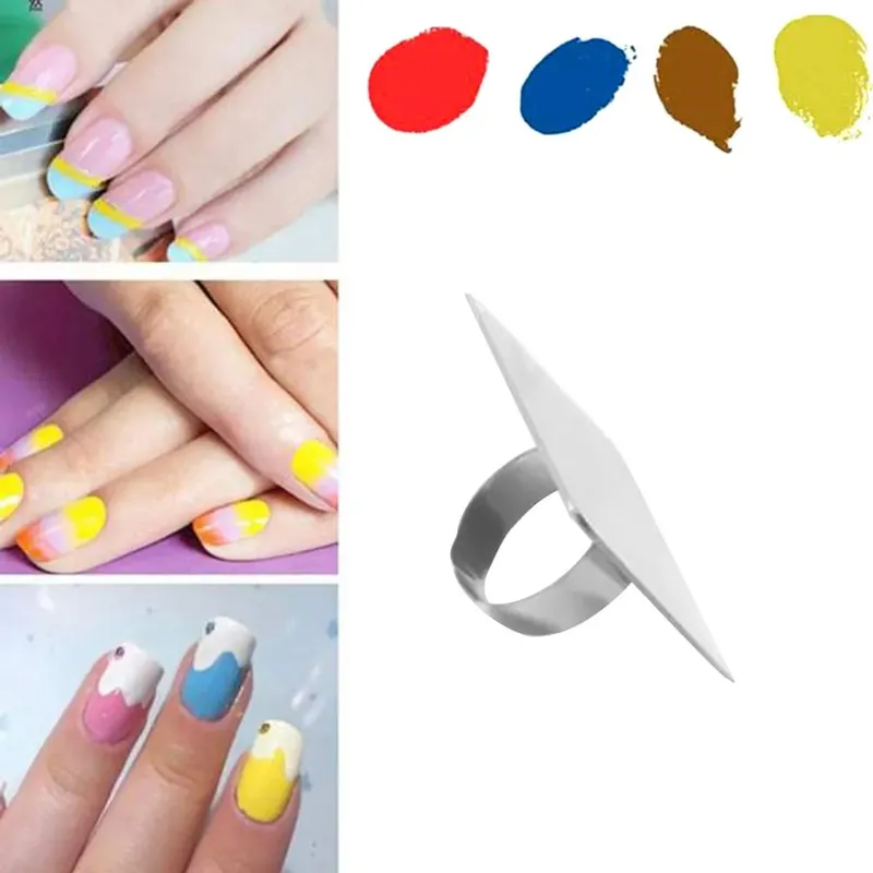 Mini Nail Art Ring Palette Stainless Steel Finger-Worn Mixing Tool for Nail Art Design Manicure Salon DIY Beauty Makeup Pigment