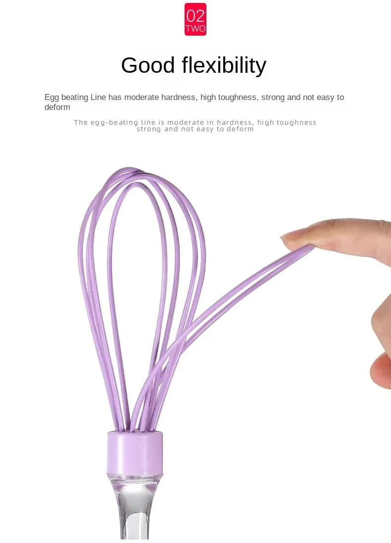 1pc 10-inch manual transparent handle silicone egg beater cake cream mixer egg baking gadget — image 10