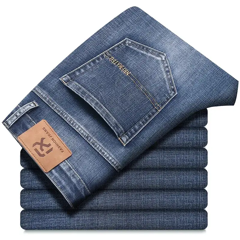 New Spring Summer Plus Size 40 42 44 Men Straight Loose Jeans Business Fashion Denim Stretch Pants Male Brand Trousers — image 2