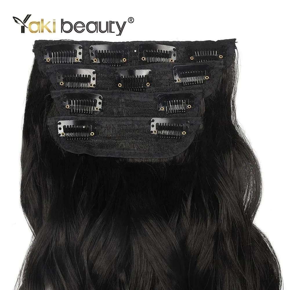 Synthetic 4Sets 11 Clips In Long Wavy Hair Extension 20Inch 4Pcs 200g Thick Hairpieces Europen Princess Fiber Double Weft Hair — image 5