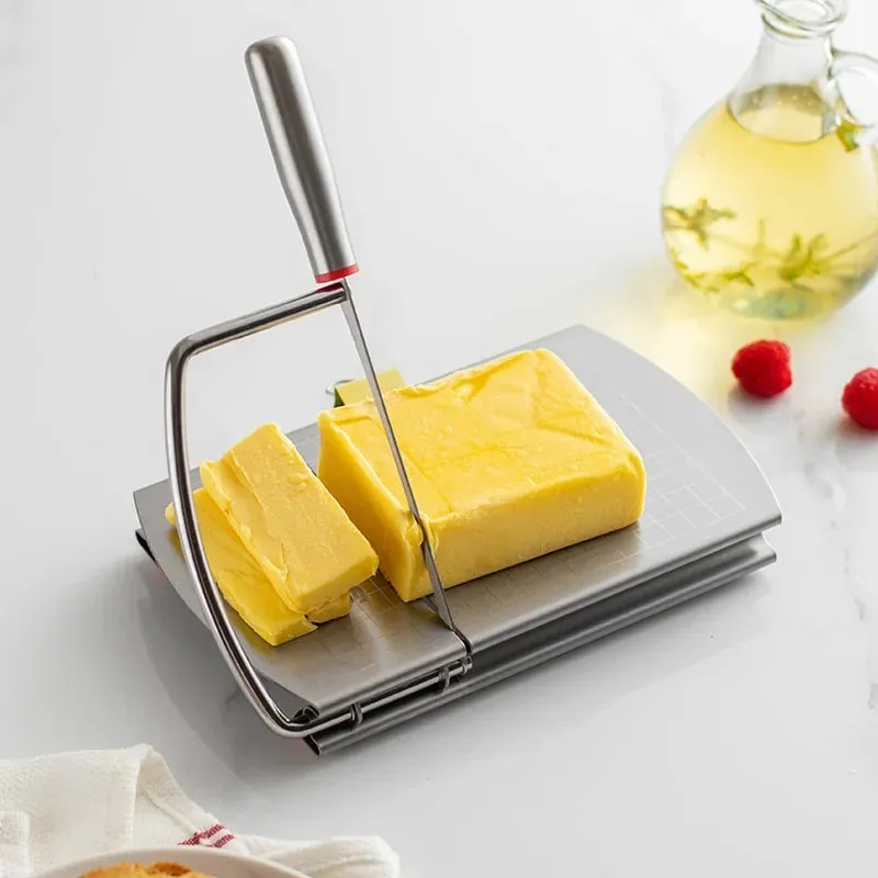 muntifunction stainless steel butter cheese ham dividing cutting machine slicers knife with scale kitchen tools bar accessories — image 4