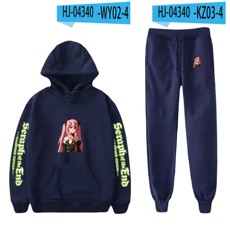 Harajuku cómodo Seraph of the End estampado sudadera pantalones de chándal traje sudaderas con capucha + pantalones traje niños/niñas conjunto de 2 piezas ropa — image 26