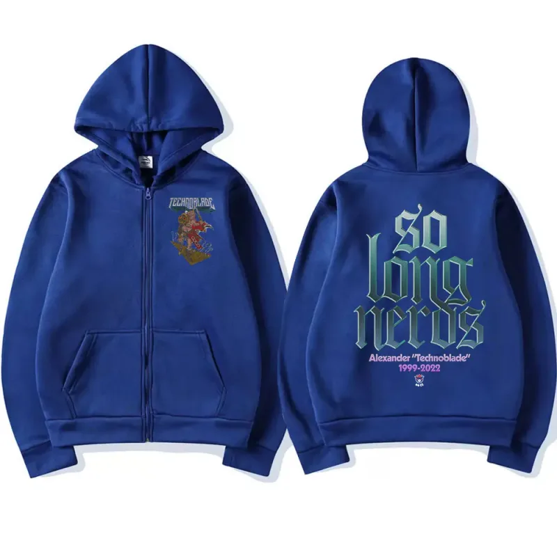 Technoblade Merch Print Zipper Hoodies Sweatshirts Harajuku Men Women Hip Hop Streetwear Casual Loose Hoodies Fashion Pullovers