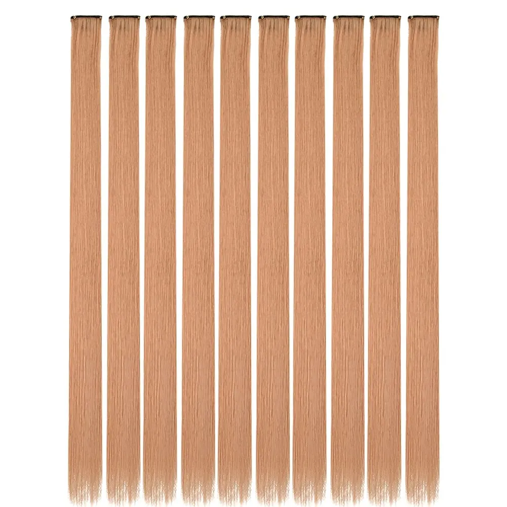 10PCS/Pack Colored Party Highlights Clip in Hair Extensions for Girls 22 Inches Omber colors Straight Hair Synthetic Hairpieces — image 47