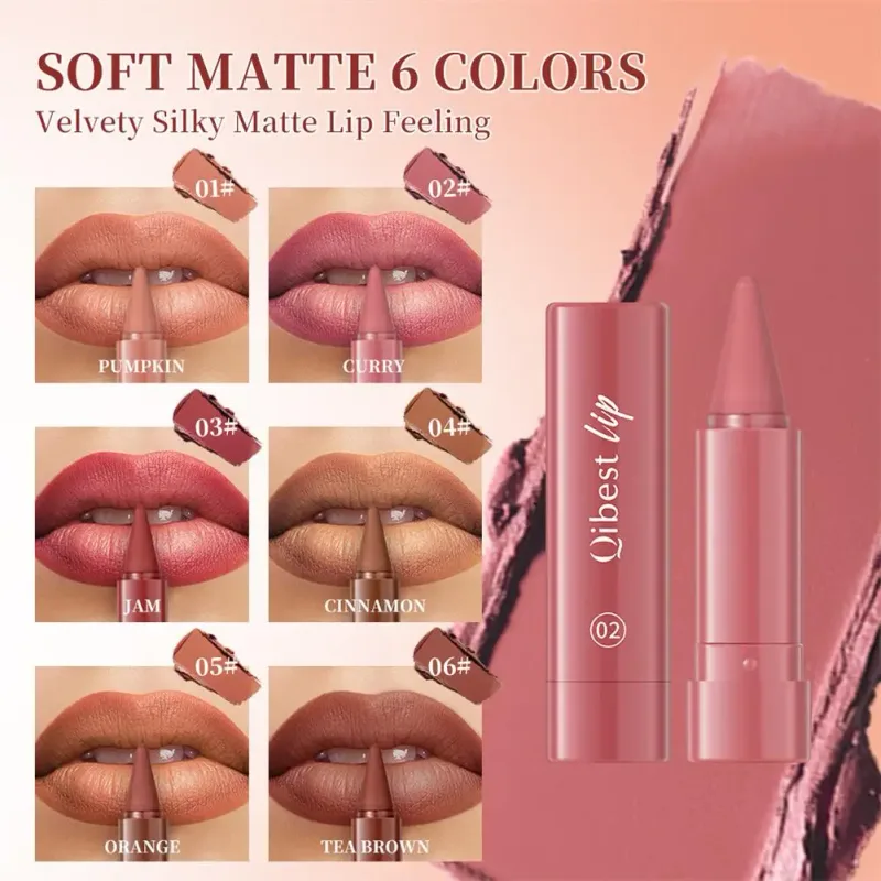 Waterproof Matte Lipstick Liner 2-in-1 Pencil High Pigmentation Lip Color Smooth Moisturizing Formula Natural Gradient Lipstick — image 4