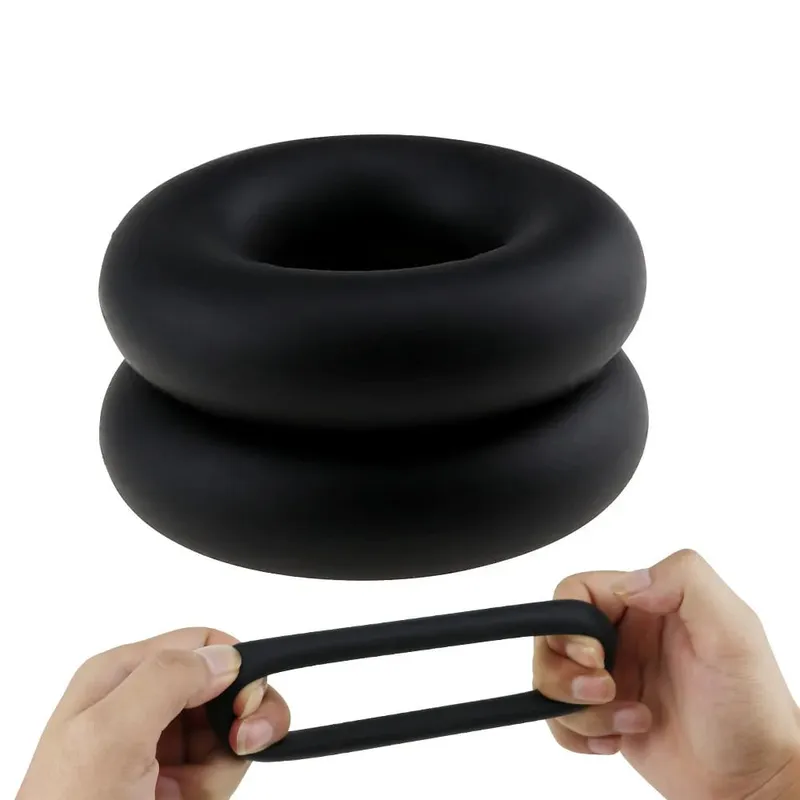 Silicone Soft Male Delay Ejaculation Penis Ring Lock Elastic Cock Rings Exercise Bands Sex Toys for Men Adult Sex Shop Black — image 2