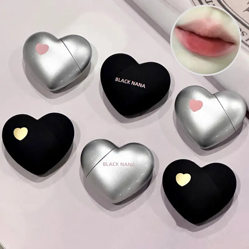 Mini Black Silver Heart Velvet Matte Lipstick Lip Mud Lip Gloss Nude Waterproof Lasting Lip Tint Cosmetic Makeup — image 1