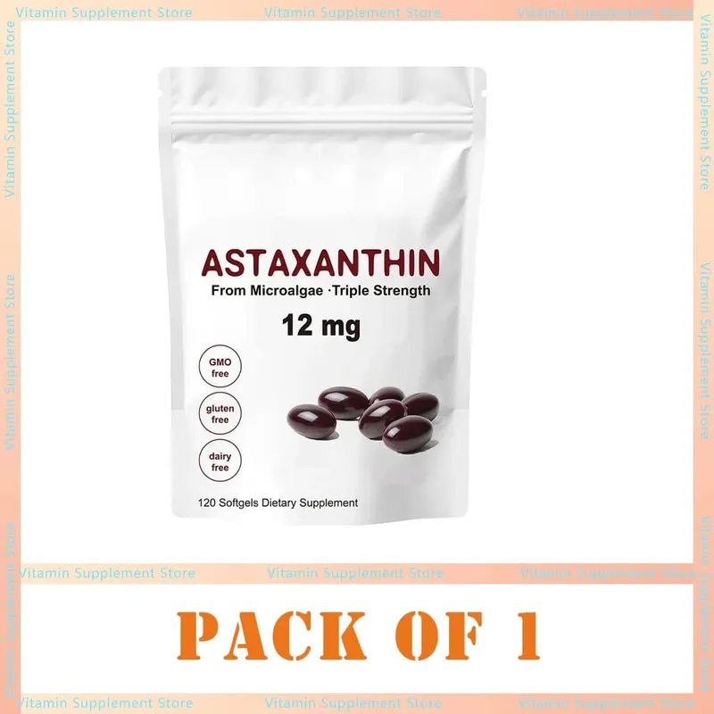 Astaxanthin 12mg Softgels - Astaxanthin Antioxidant Supplements Supports Eye Joint Skin & Circulation Health Natural Tanning