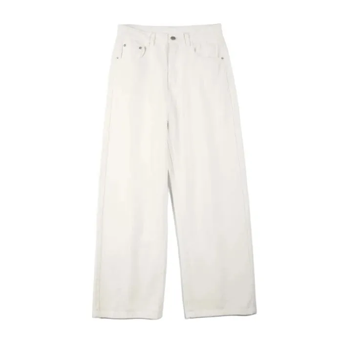 100% Cotton Men's Baggy Straight Jeans Comfortable Soft Casual Pants Fashion Korean White Brown Denim Trousers Male Clothing — image 12