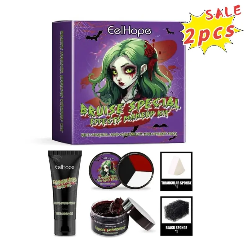 Halloween Special Effects Bruise Scar Makeup Kit Fake Wound Blood Cosmetic Tools Vampire Zombie Cosplay Stage Party Make Up Set