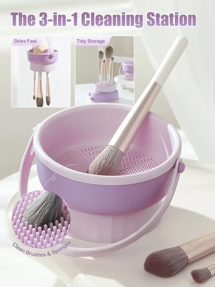 แปรงแต่งหน้าแปรงทำความสะอาดชาม All-in-One Wash Dry & Storage Rack Gentle ไม่ทำลายเครื่องมือทำความสะอาดสำหรับแปรงฟองน้ำและเครื่องปั่น