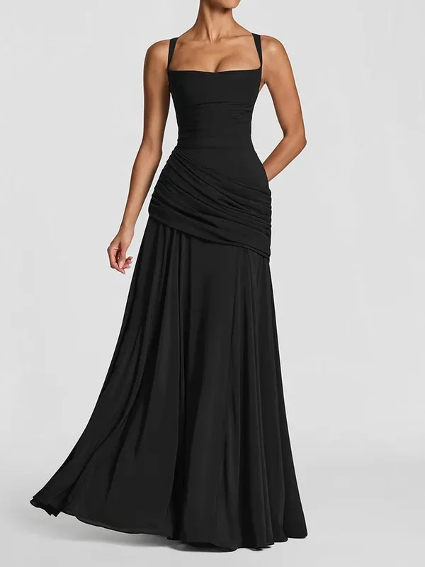 Mozision sexy maxi šaty bez ramínek bez ramínek Bodycon Ruched Club Party Dlouhé šaty Dámské — image 8
