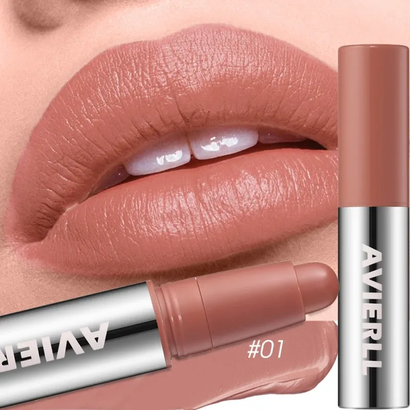 Smooth Matte Lipstick - Long-Lasting Moisturizing and Easy to Apply Lip Glaze with Rotating Pen Design - Waterproof Lip Makeup