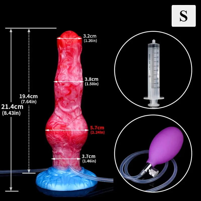 Ejaculation Anal Plug Dog/Wolf Dildo Inflatable Big Knot Penis with Squirting Function Strong Sucker Sex Toy for Women Men — image 11