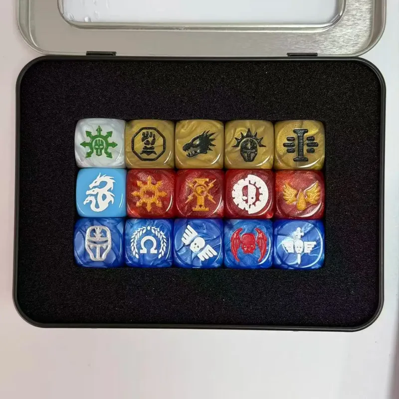 15PCS 16mm/0.63inch D6 Wargaming Dice Set para sa Tabletop Miniatures Game Pagsubaybay sa Damage ng Army Faction Themed Dice Token