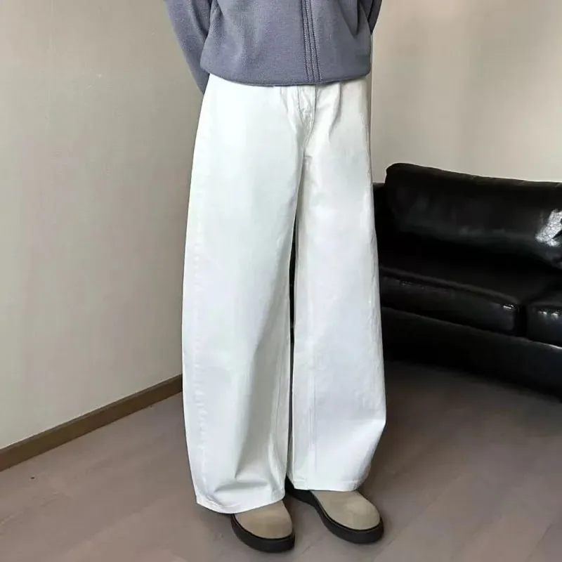 New Summer Men's Jeans Solid Color Simple Wide Leg Trousers Washing Cleanfit Straight Male Denim Pants Streetwear 9W2249 — image 6