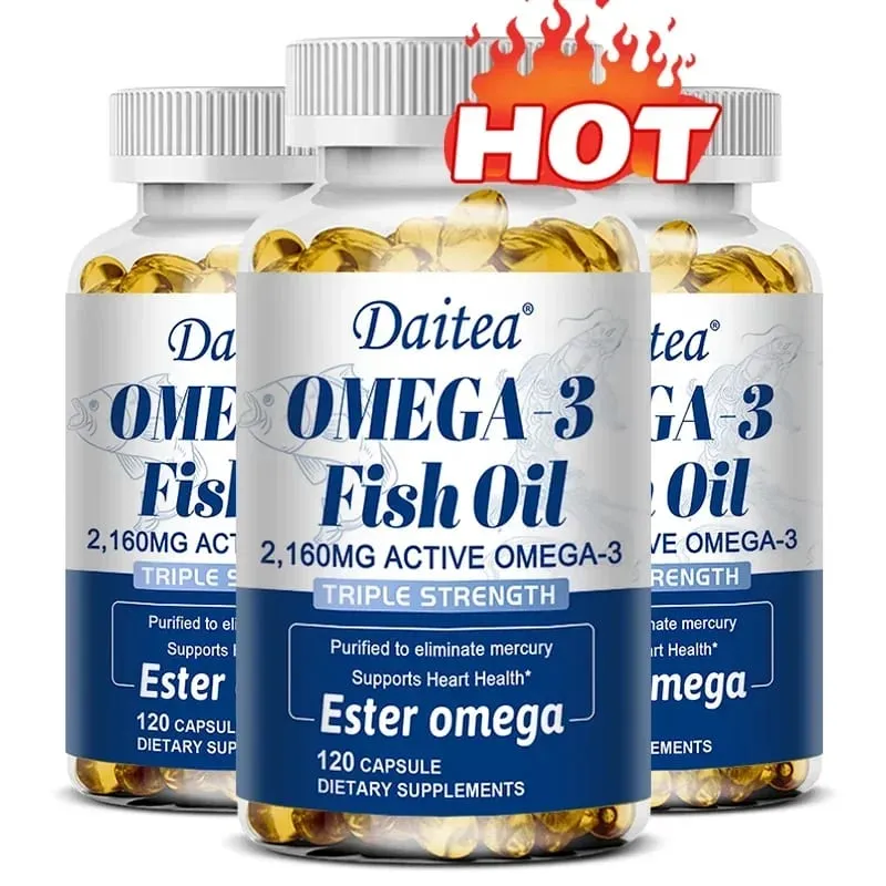 Daitea Fish Oil Capsule 2160mg Supplement Rich in DHA & EPA Cognitive Core Health Immune Support Non-GMO — image 1