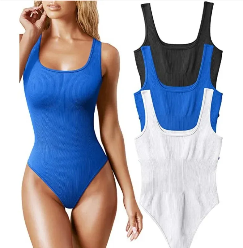 summer solid sexy bodycon women bodysuits female Knit slim casual bodysuit chic lady club short playsuits femme — image 11