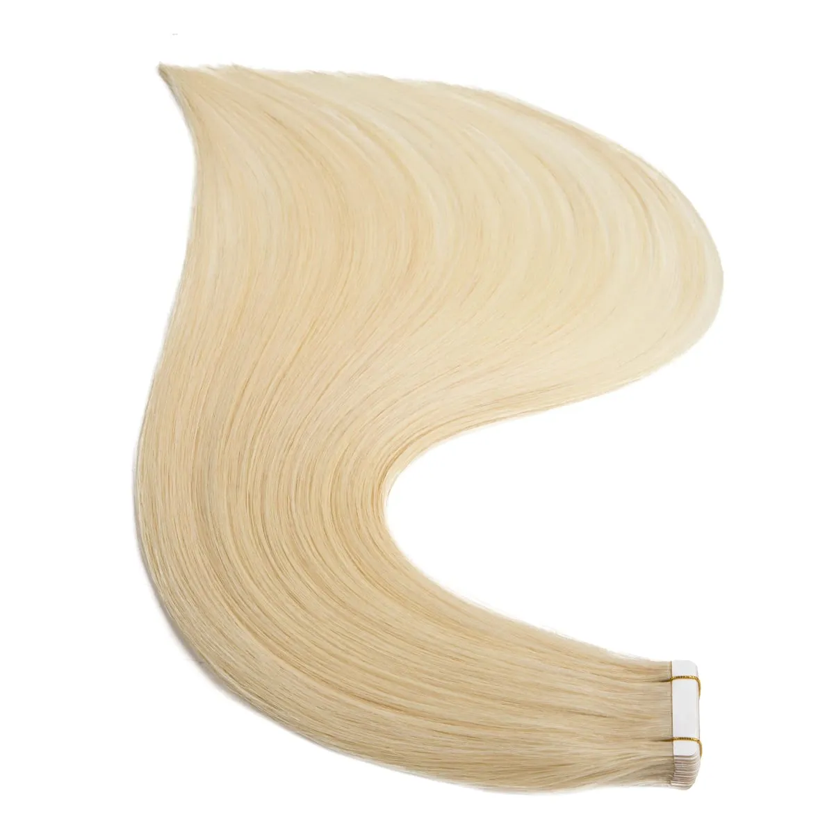 Fita loira em extensões de cabelo humano platina #60 fita de trama de pele reta sem emenda em extensões de cabelo humano real 50g