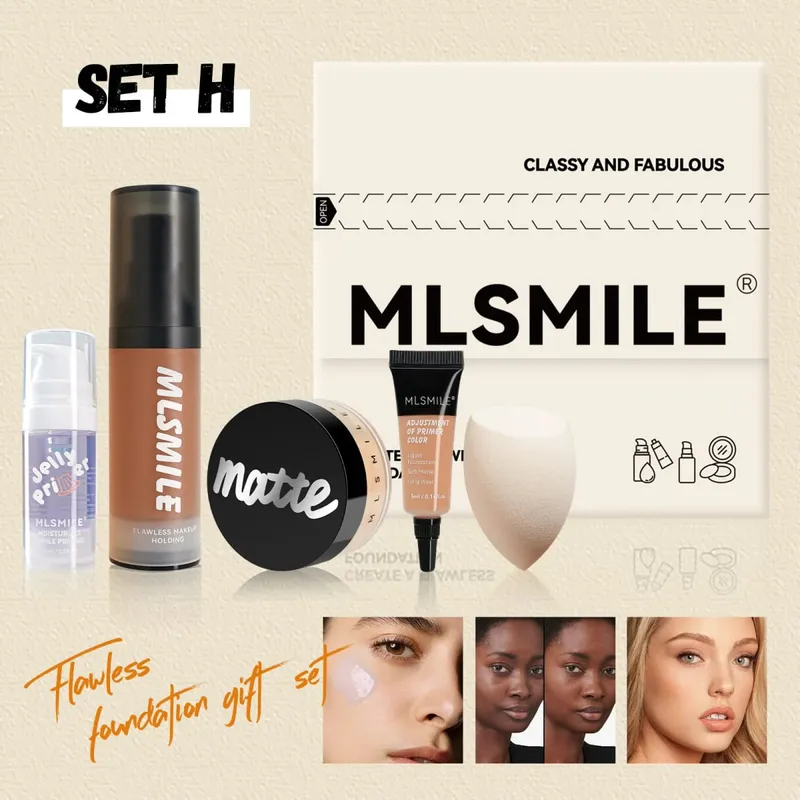 Long Lasting Makeup Set Oil Control Loose Powder Matte Primer Liquid Foundation Concealer Moisturizing Flawless Base — image 12