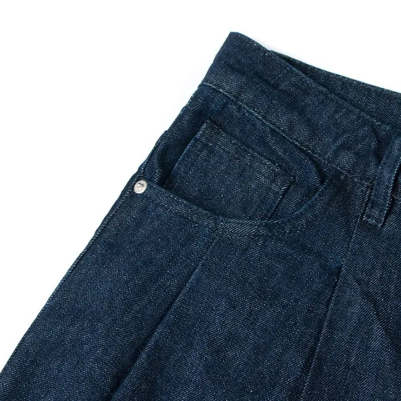 American Style Wide Leg Men's Jeans Trendy Loose Floor Silhouette Straight Denim Pants Solid Color Male Trousers 9W2260 — image 5