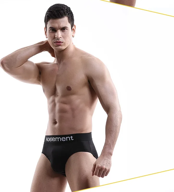 Men's underwear triangle shorts ice silk fashion breathable sexy thin U convex bottom pants youth low waist triangle shorts head