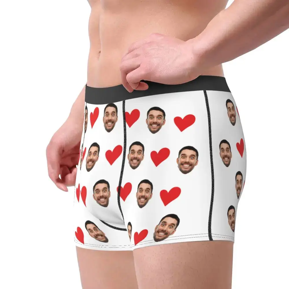 Personalized Face Photo Underwear Custom Heart Boxer Briefs Men Briefs Gift For Husband Anniversary Gift for Dad