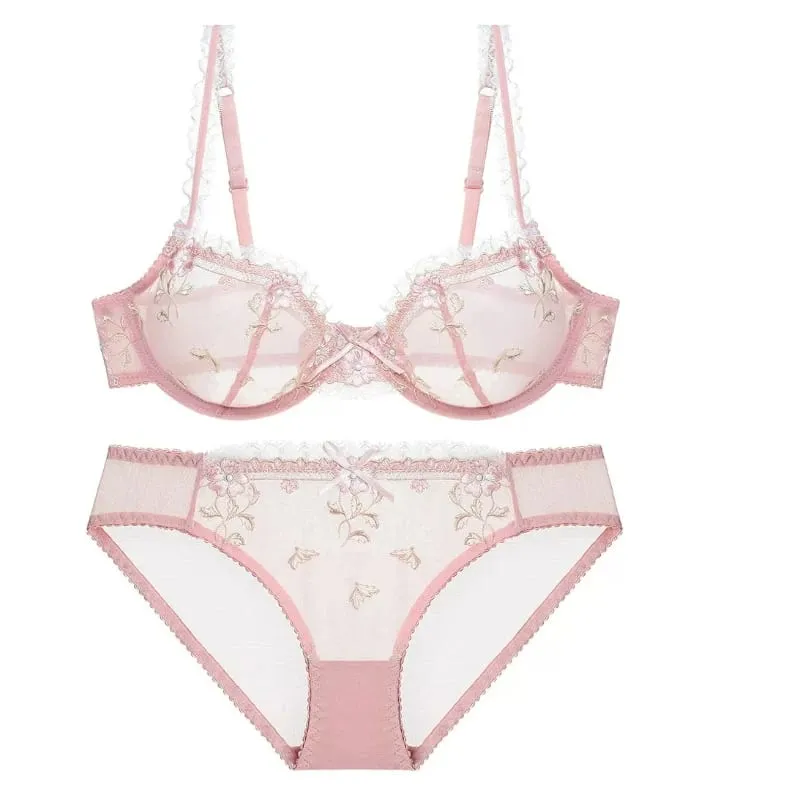 Delicate French Lace Lingerie Set White Mesh Embroidery Push‑Up Bra Panty Suit Plus Size Ladies Daily Wear Intimates — image 5