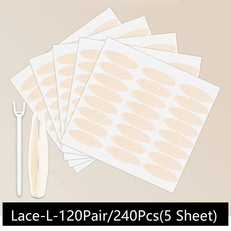240PCS Eyelid Tape Double Glue Sticker Invisible Double Fold Eyelid Lace Paste Clear Beige Stripe Self-adhesive Eye Makeup Tool — image 9