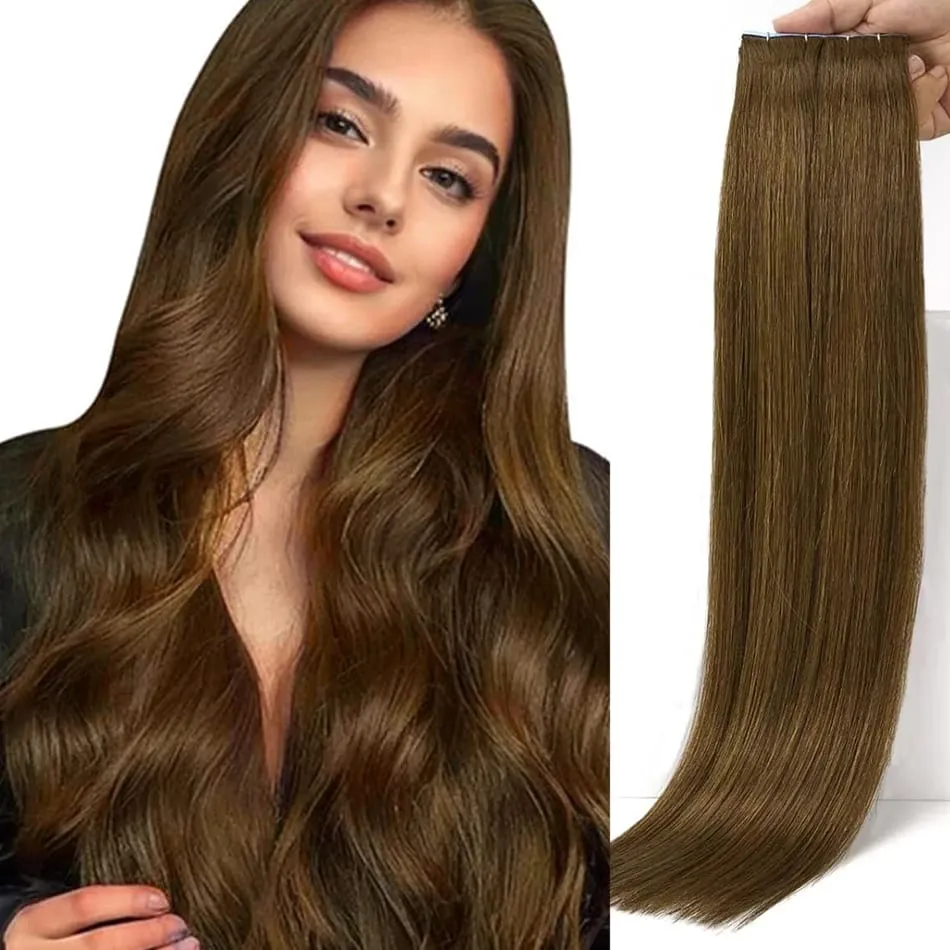 Tape In 100% Human Hair Straight Double Sided Blonde Comfortable Silky Natural Remy Virgin Tape ins Bone Straight Double Drawn — image 2