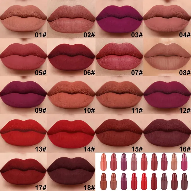 18Pcs/Set Matte Capsule Lipstick Set Color Fixing Lasting Waterproof Non-Stick Cup Mouth Nude Makeup Sexy Lips Solid Lip Gloss — image 2