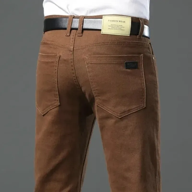 Classic Style 3 Colors Autumn Men's Slim Brown Jeans High Quality Business Casual High Stretch Denim Pants Male Brand Trousers — image 5
