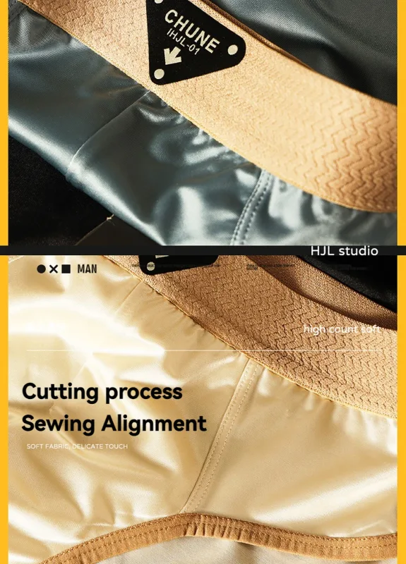 3PCS/Pack Luxury Satin-like Men's Briefs Ice Silk Hygroscopic Breathable Mesh Crotch Panties Soft High Elastic Man Underwear — image 7