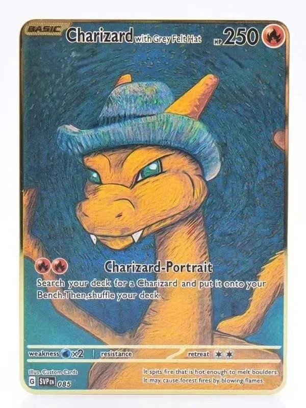 Van Gogh Museum Pokemon English Metal Card Anime Pikachu Charizard Mewtwo Shiny Letters Game Collection Card Kids Toy Gifts — image 29