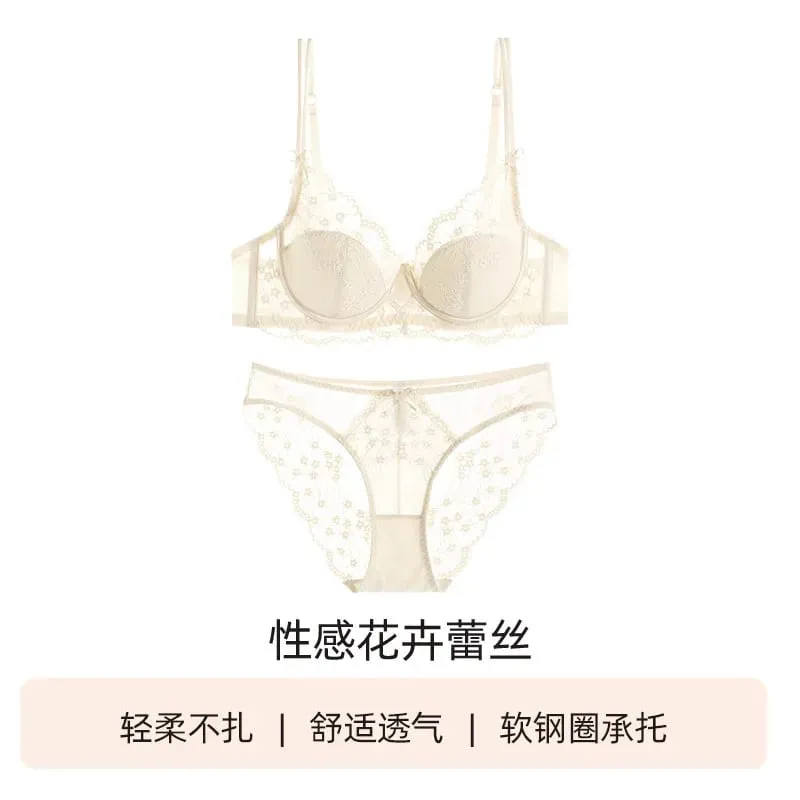 Female Lace Full Cup Minimizer Bra Set Thin Push‑Up Anti‑Sag Comfortable Lingerie Underwear For Big Breast Soft Daily Intimates — image 10