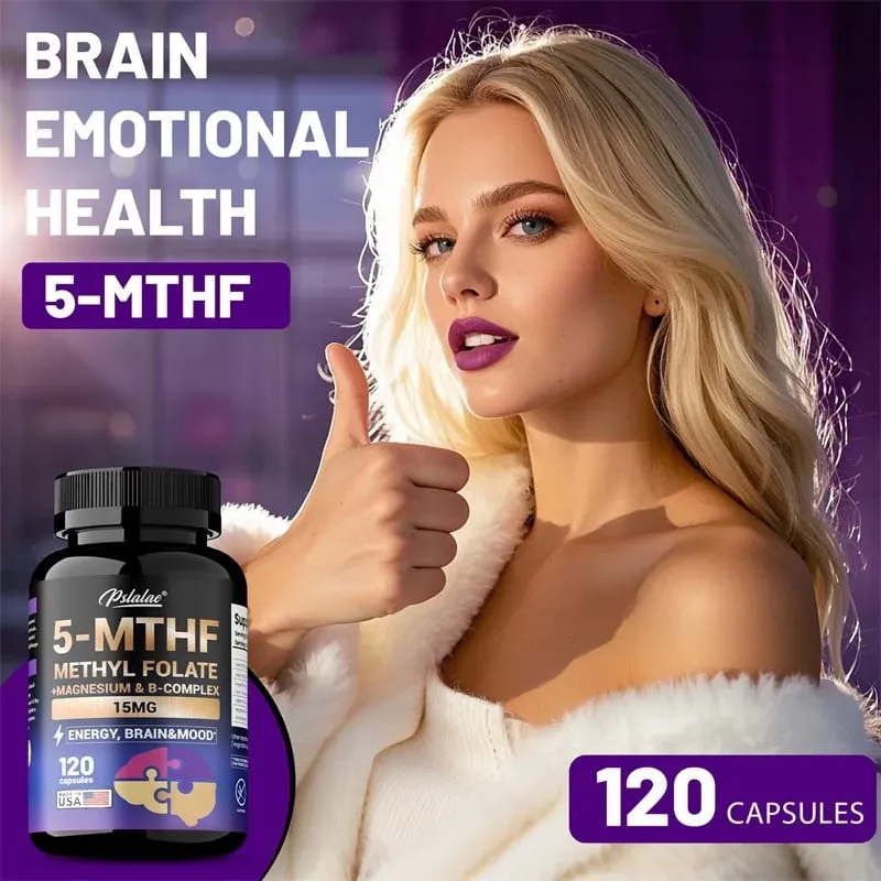 5-MTHF Methylfolate Supplement - Energy Brain and Mood Support Enhances Memory Focus and Clarity Boosts Cognitive Function