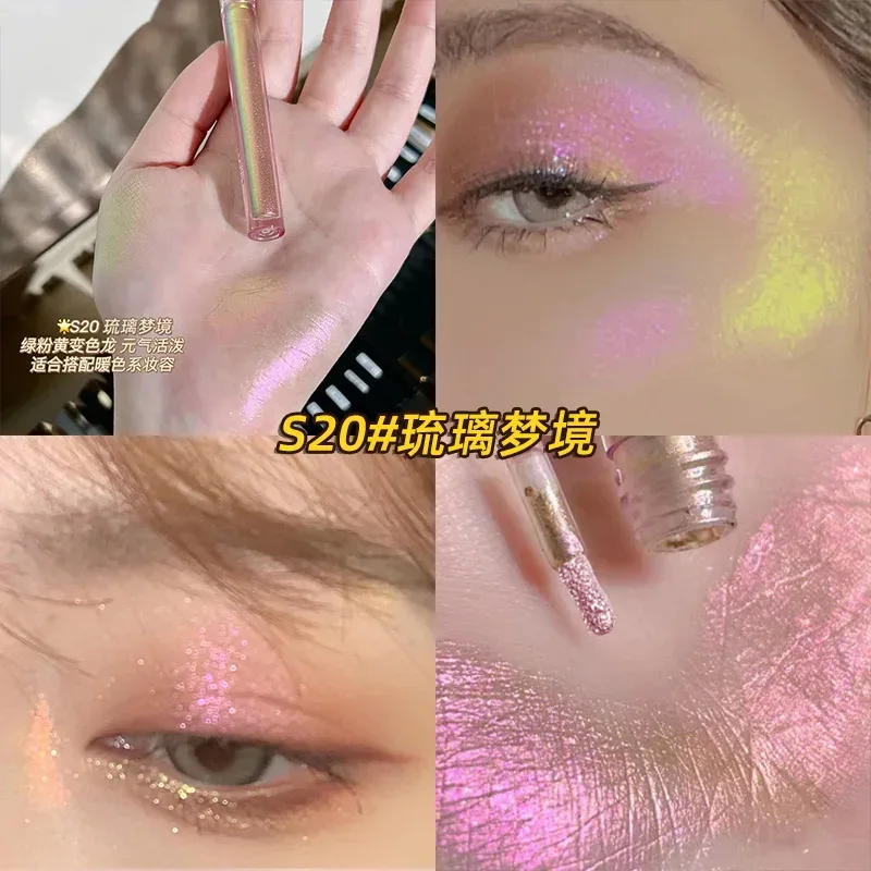 Maquillage pour les yeux caméléon à paillettes, fard à paupières multicolore scintillant, bâton Duochrome brillant, surligneur chromé, stylo cosmétique lumineux de fête — image 7